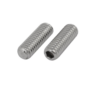 Harfington 100 Pcs M4 x 12mm 304 Stainless Steel Hex Socket Drive Flat Point Grub Screw