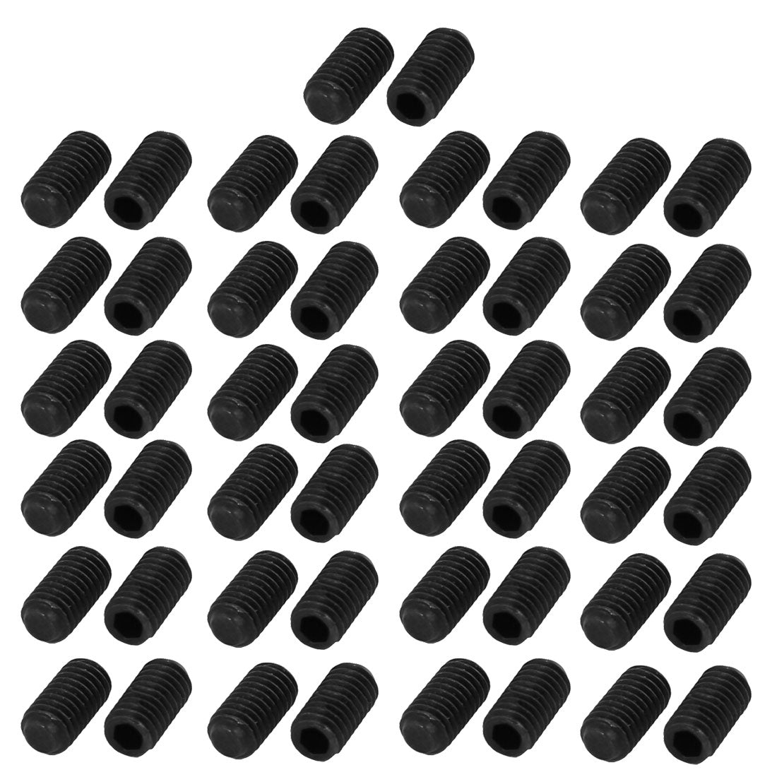 Harfington 50 Pcs M3 x 6mm Carbon Steel Hex Socket Drive Flat Point Grub Screw