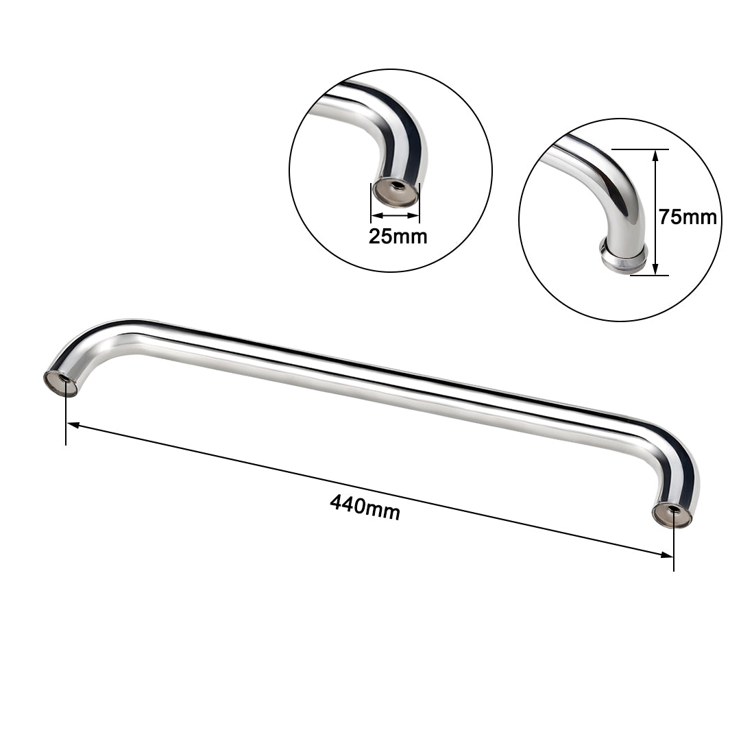 Harfington 1 Inch Dia 16.7 Inch Hole Center 304 Stainless Steel Shower Door Handle Polished