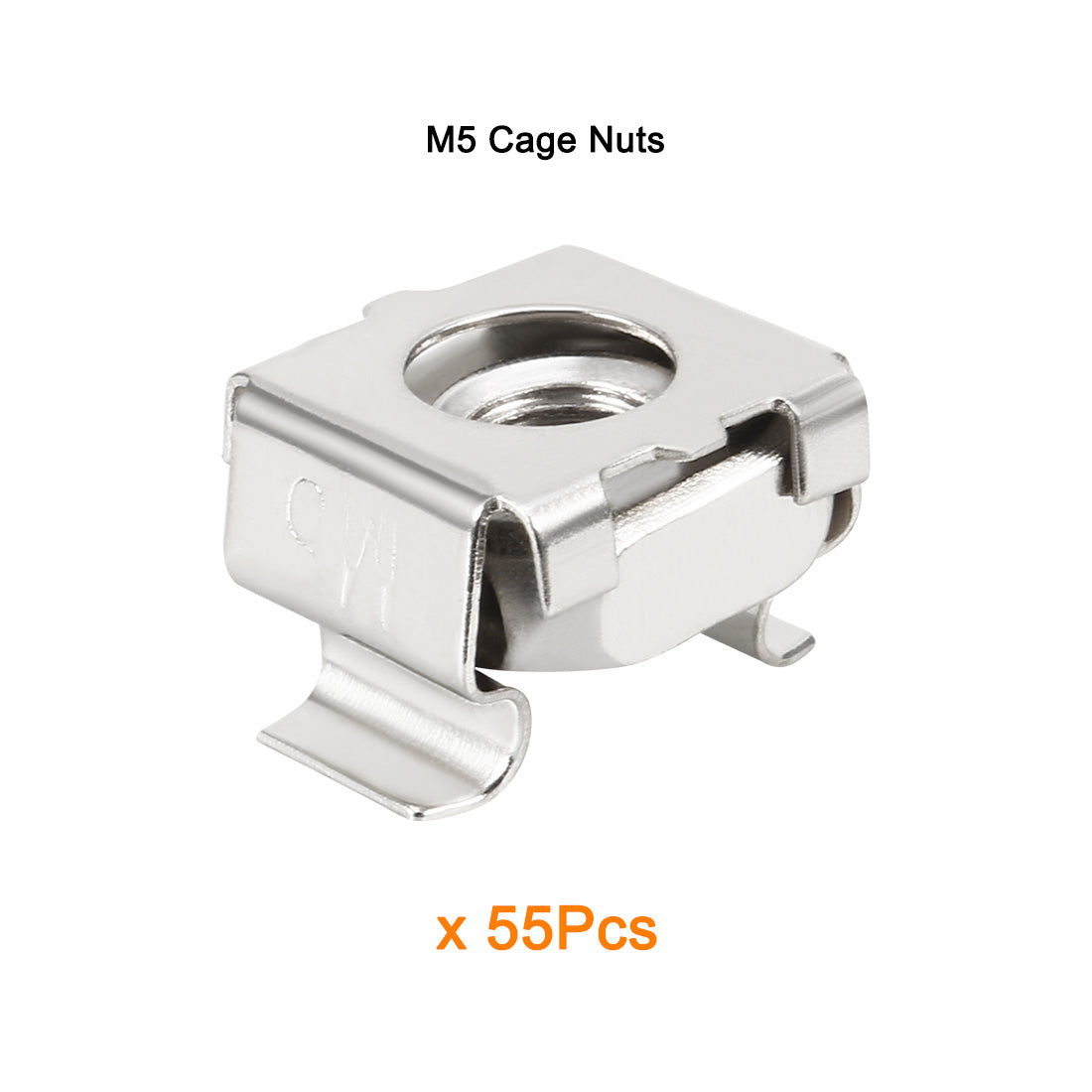 Harfington 55 Pack, M5 Cage Nut, Carbon Steel Nickel Plated for Server Shelf Cabinet