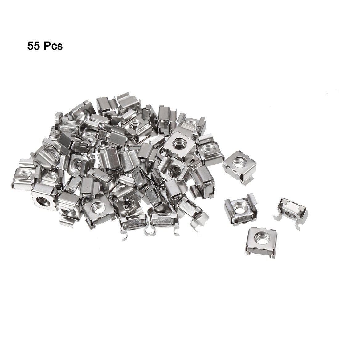 Harfington 55 Pack, M5 Cage Nut, Carbon Steel Nickel Plated for Server Shelf Cabinet