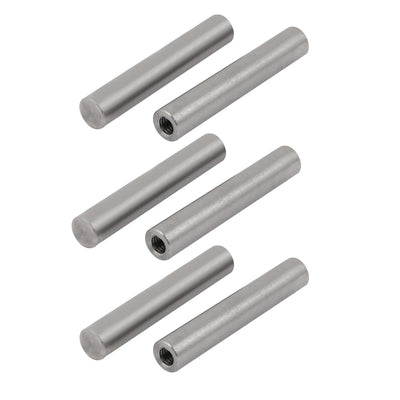 Harfington 304 Stainless Steel M6 Female Thread 10mm x 60mm Cylindrical Dowel Pin 6pcs