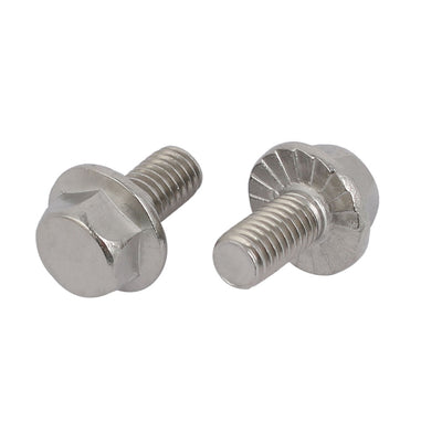 Harfington M5x10mm Thread 304 Stainless Steel Hex Head Serrated Flange Screw Bolt 15pcs