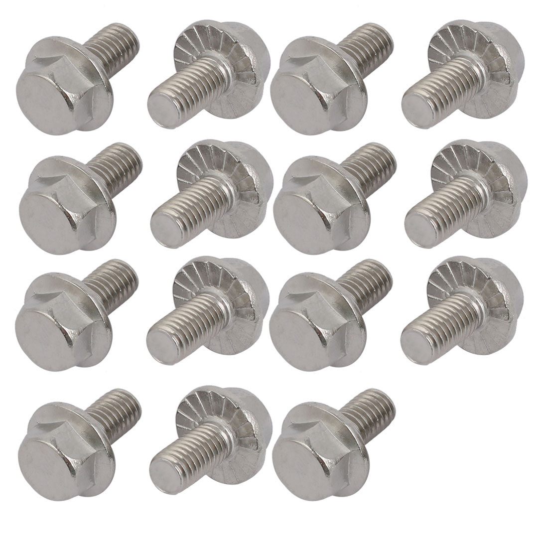 Harfington M5x10mm Thread 304 Stainless Steel Hex Head Serrated Flange Screw Bolt 15pcs
