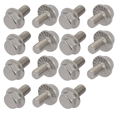 Harfington M5x10mm Thread 304 Stainless Steel Hex Head Serrated Flange Screw Bolt 15pcs