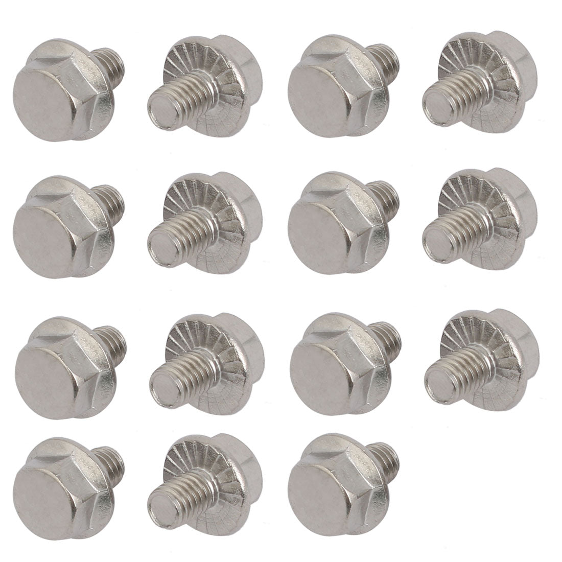Harfington M6x8mm Thread 304 Stainless Steel Hex Head Serrated Flange Screw Bolt 15pcs