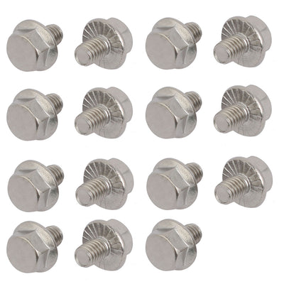 Harfington M6x8mm Thread 304 Stainless Steel Hex Head Serrated Flange Screw Bolt 15pcs