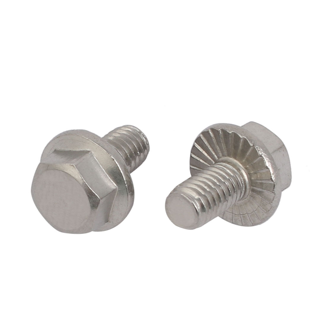 Harfington M6x10mm Thread 304 Stainless Steel Hex Head Serrated Flange Screw Bolt 8pcs