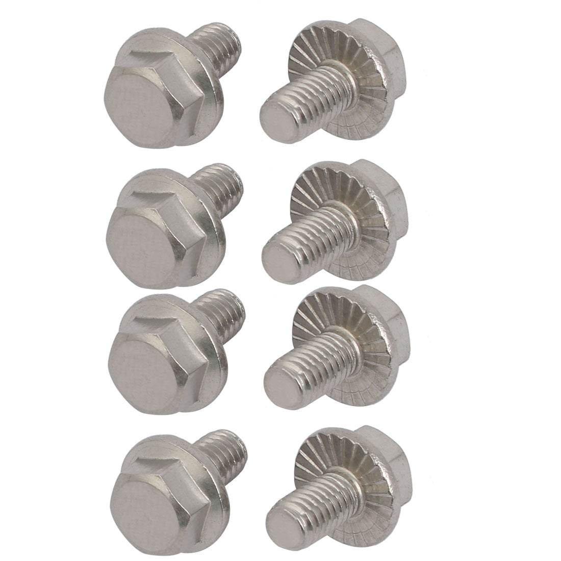 Harfington M6x10mm Thread 304 Stainless Steel Hex Head Serrated Flange Screw Bolt 8pcs
