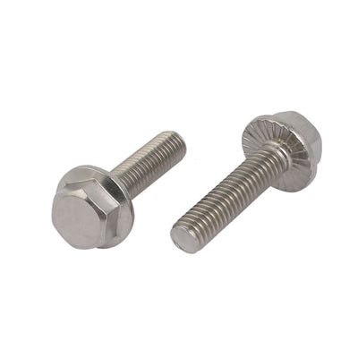 Harfington M6x25mm Thread 304 Stainless Steel Hex Head Serrated Flange Screw Bolt 4pcs