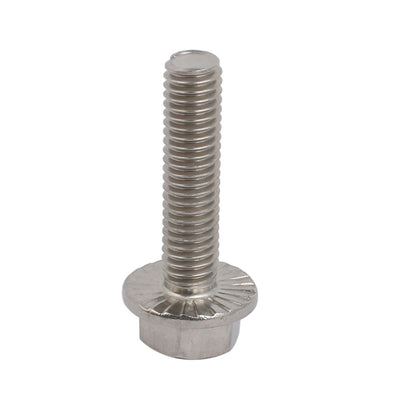 Harfington M6x25mm Thread 304 Stainless Steel Hex Head Serrated Flange Screw Bolt 4pcs