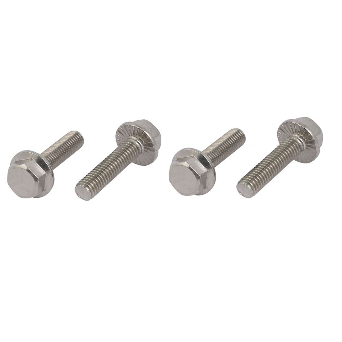 Harfington M6x25mm Thread 304 Stainless Steel Hex Head Serrated Flange Screw Bolt 4pcs