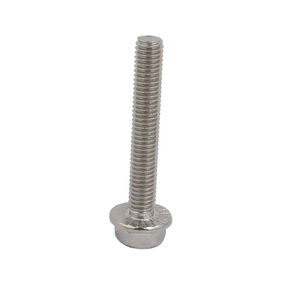 Harfington M6x40mm Thread 304 Stainless Steel Hex Head Serrated Flange Screw Bolt 4pcs