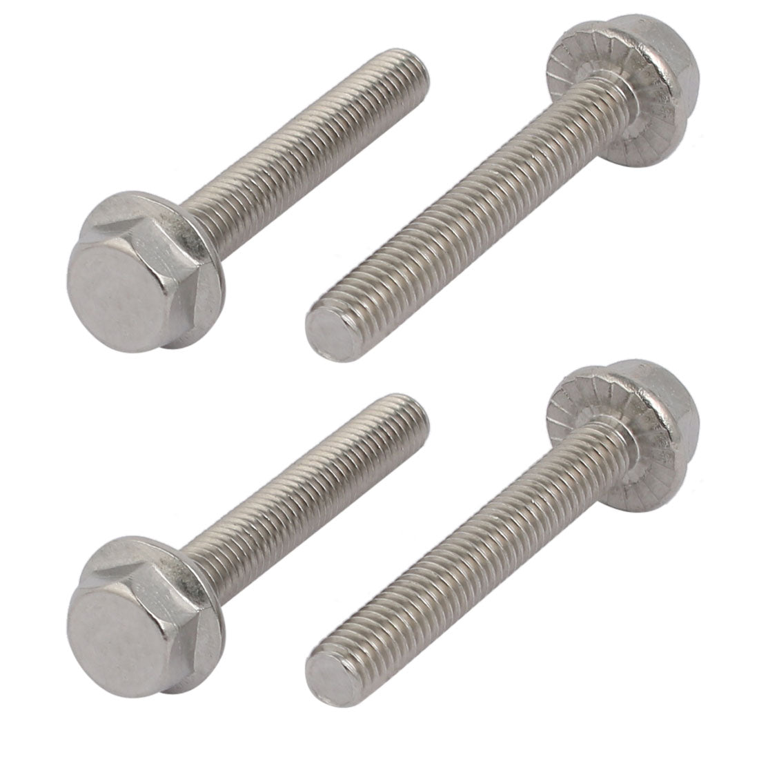 Harfington M6x40mm Thread 304 Stainless Steel Hex Head Serrated Flange Screw Bolt 4pcs