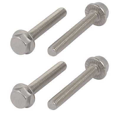 Harfington M6x40mm Thread 304 Stainless Steel Hex Head Serrated Flange Screw Bolt 4pcs