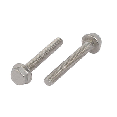 Harfington M6x45mm Thread 304 Stainless Steel Hex Head Serrated Flange Screw Bolt 4pcs