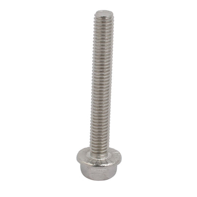 Harfington M6x45mm Thread 304 Stainless Steel Hex Head Serrated Flange Screw Bolt 4pcs