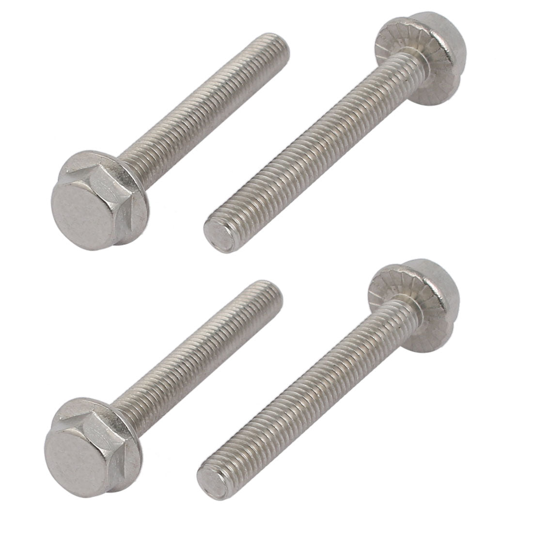Harfington M6x45mm Thread 304 Stainless Steel Hex Head Serrated Flange Screw Bolt 4pcs