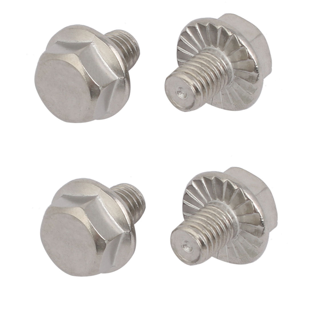 Harfington M8x10mm Thread 304 Stainless Steel Hex Head Serrated Flange Screw Bolt 4pcs