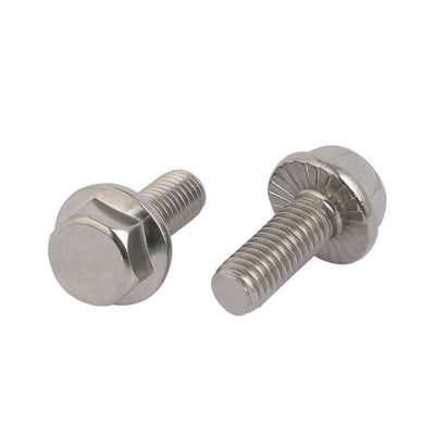 Harfington M8x20mm Thread 304 Stainless Steel Hex Head Serrated Flange Screw Bolt 8pcs