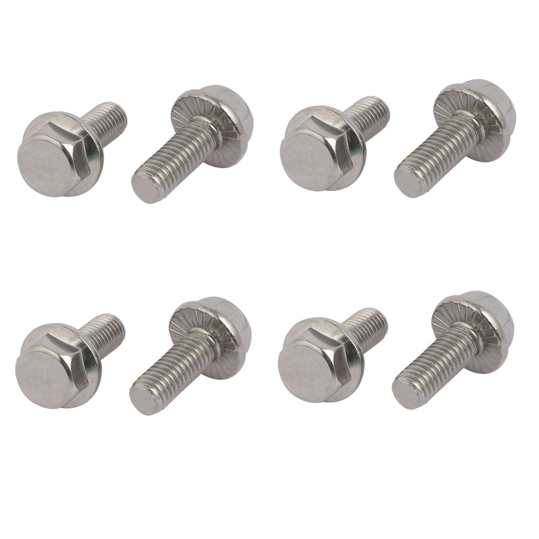 Harfington M8x20mm Thread 304 Stainless Steel Hex Head Serrated Flange Screw Bolt 8pcs