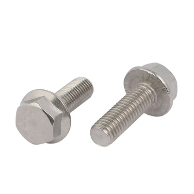 Harfington M8x25mm Thread 304 Stainless Steel Hex Head Serrated Flange Screw Bolt 8pcs