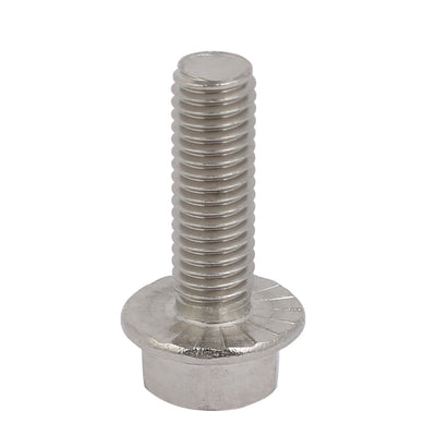 Harfington M8x25mm Thread 304 Stainless Steel Hex Head Serrated Flange Screw Bolt 8pcs