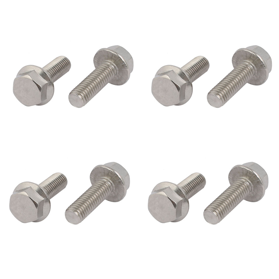 Harfington M8x25mm Thread 304 Stainless Steel Hex Head Serrated Flange Screw Bolt 8pcs