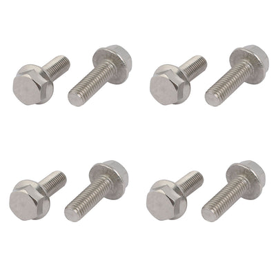 Harfington M8x25mm Thread 304 Stainless Steel Hex Head Serrated Flange Screw Bolt 8pcs