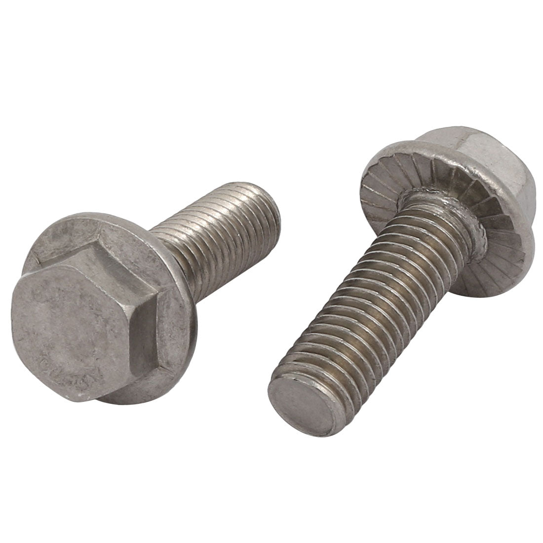 Harfington 2Pcs M10 x 30mm Thread 304 Stainless Steel Hex Serrated Head Flange Screw Bolt