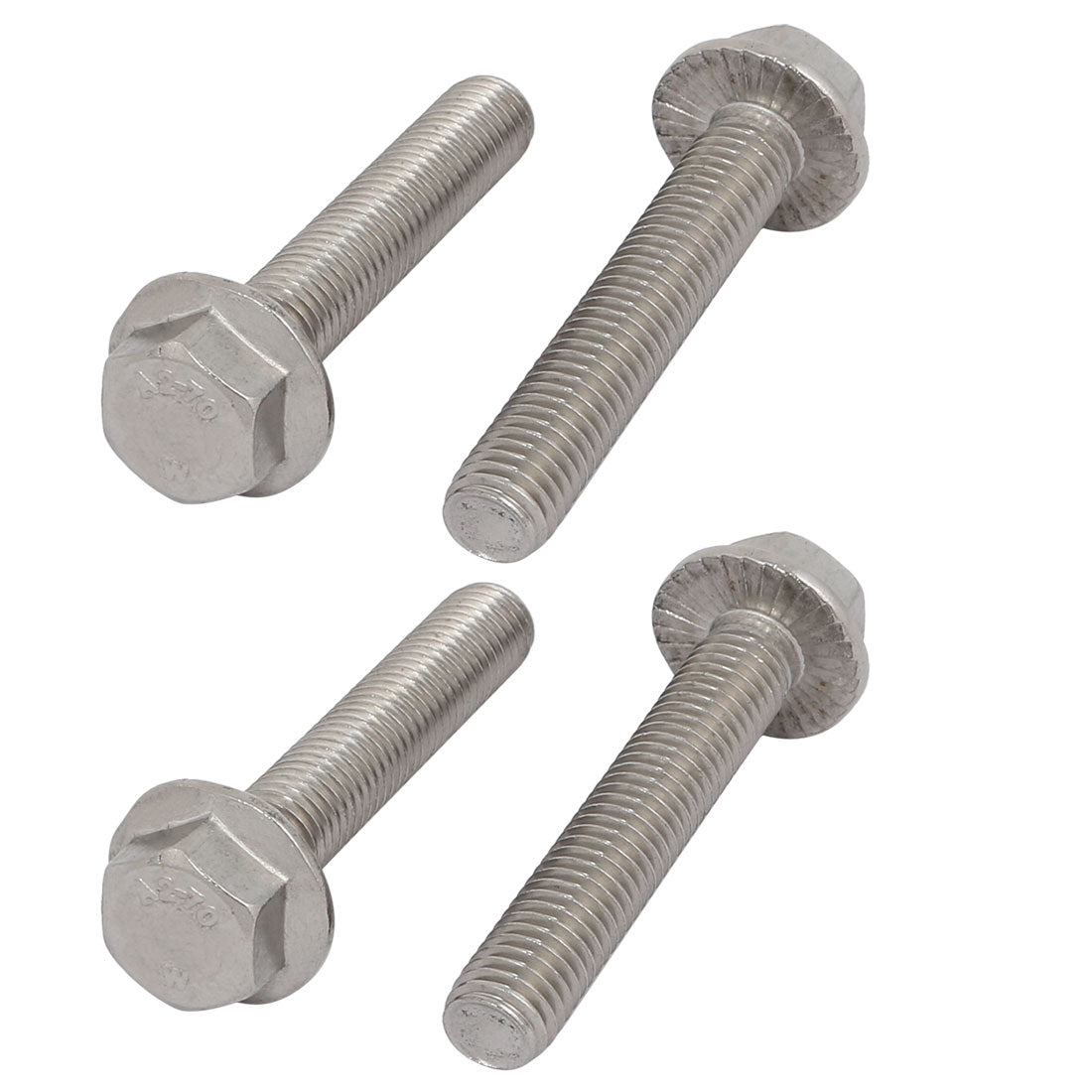 Harfington 4Pcs M10 x 55mm Thread 304 Stainless Steel Hex Serrated Head Flange Screw Bolt