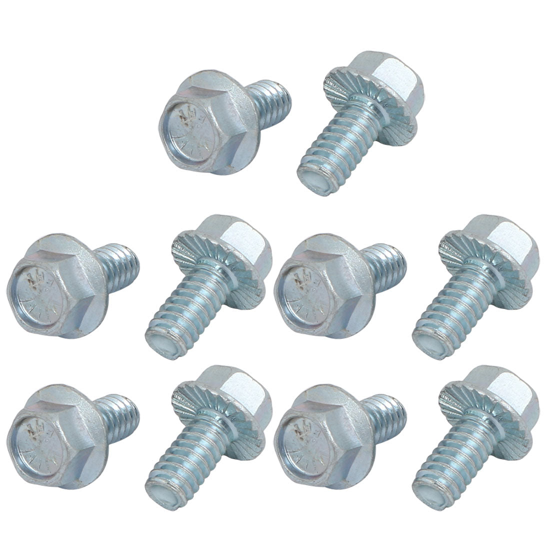 Harfington 10Pcs 1/4-20 x 1/2 Inch Thread Carbon Steel Hex Serrated Head Flange Screw Bolt