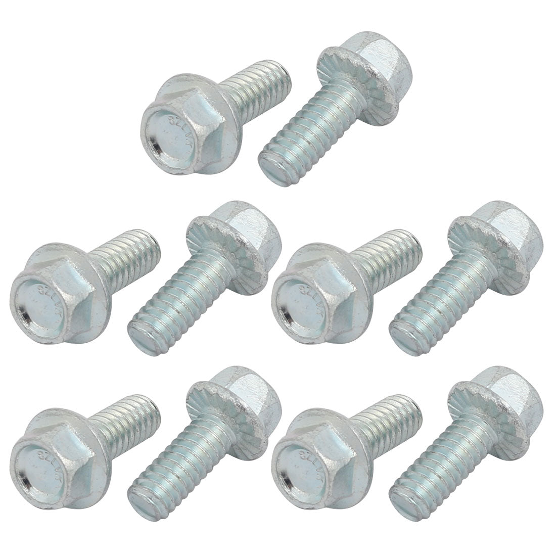 Harfington 10Pcs 1/4-20 x 5/8 Inch Thread Carbon Steel Hex Serrated Head Flange Screw Bolt