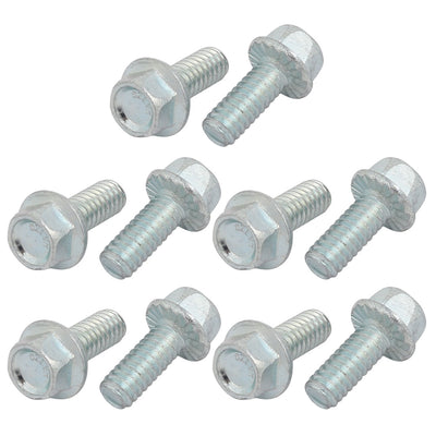 Harfington 10Pcs 1/4-20 x 5/8 Inch Thread Carbon Steel Hex Serrated Head Flange Screw Bolt