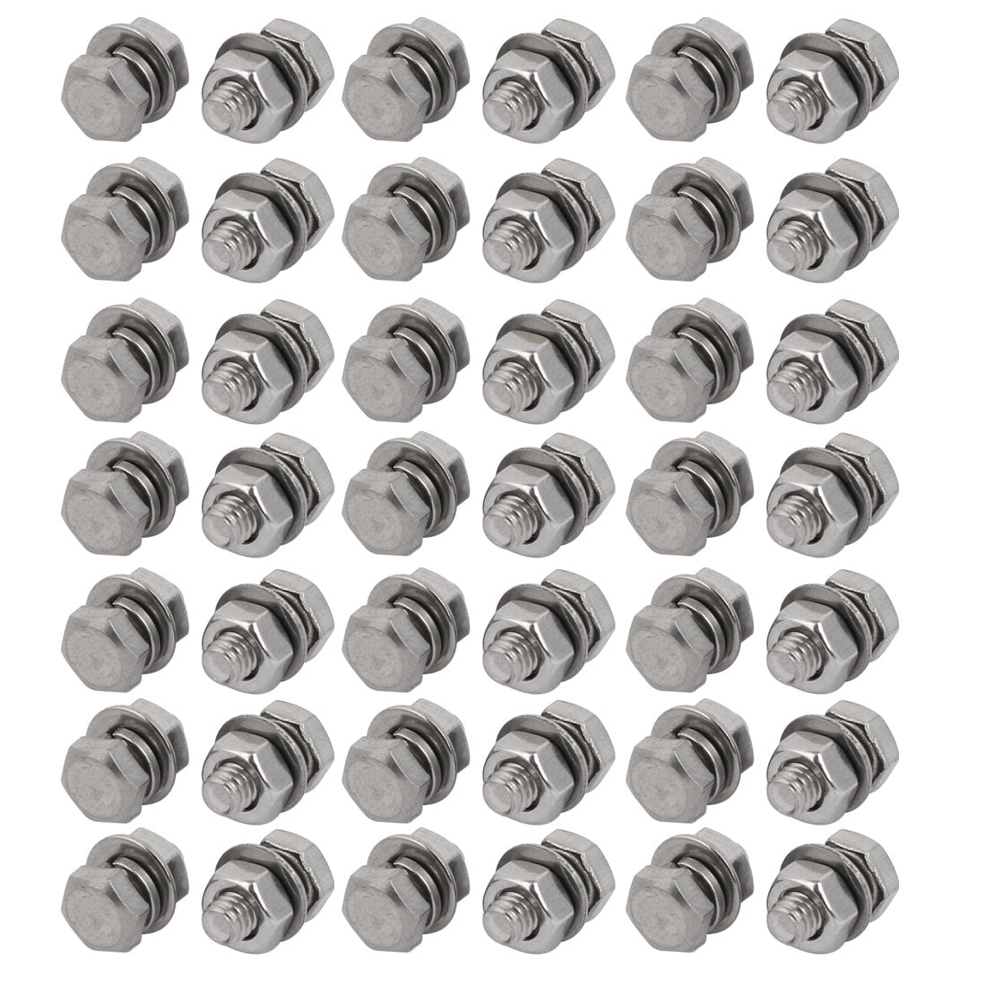 Harfington 50pcs 304 Stainless Steel M4x10mm Hex Bolts w Nuts and Washers Assortment Kit