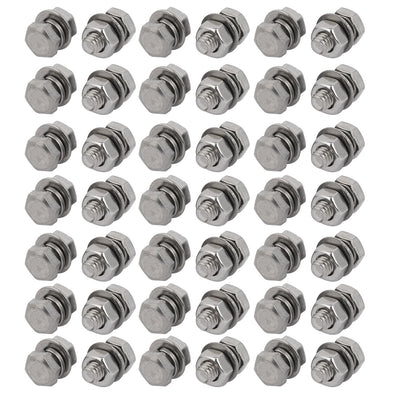 Harfington 50pcs 304 Stainless Steel M4x10mm Hex Bolts w Nuts and Washers Assortment Kit