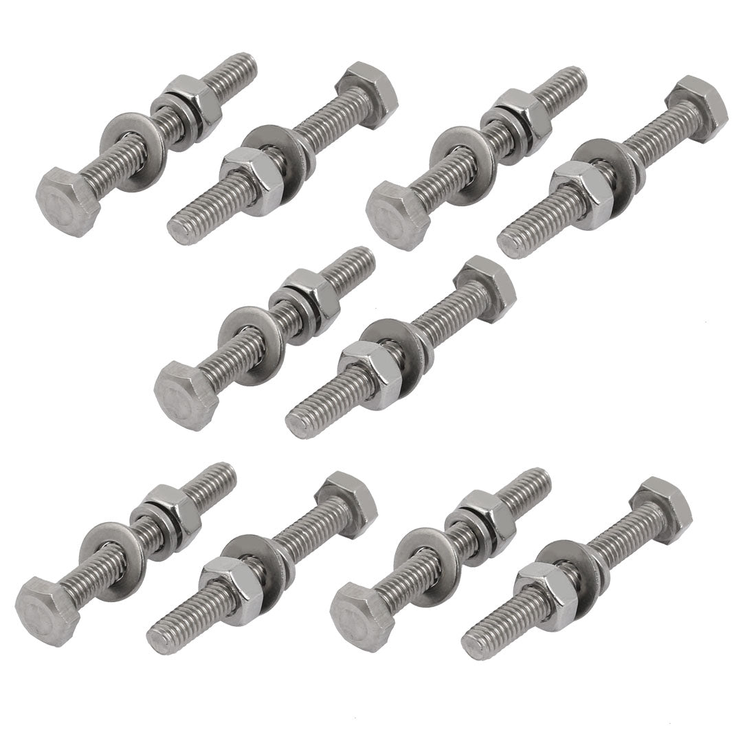 Harfington 10pcs 304 Stainless Steel M4x30mm Hex Bolts w Nuts and Washers Assortment Kit