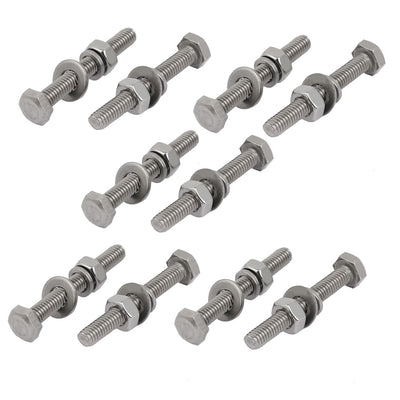 Harfington 10pcs 304 Stainless Steel M4x30mm Hex Bolts w Nuts and Washers Assortment Kit