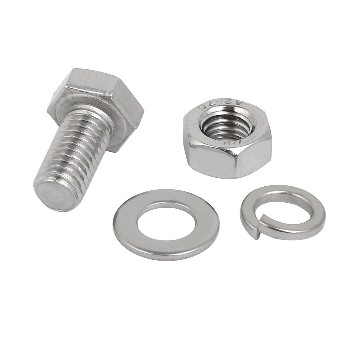 Harfington 10 Set M8x16mm 304 Stainless Steel Hex Bolts w Nuts and Washers Assortment Kit