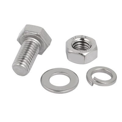Harfington 10 Set M8x16mm 304 Stainless Steel Hex Bolts w Nuts and Washers Assortment Kit