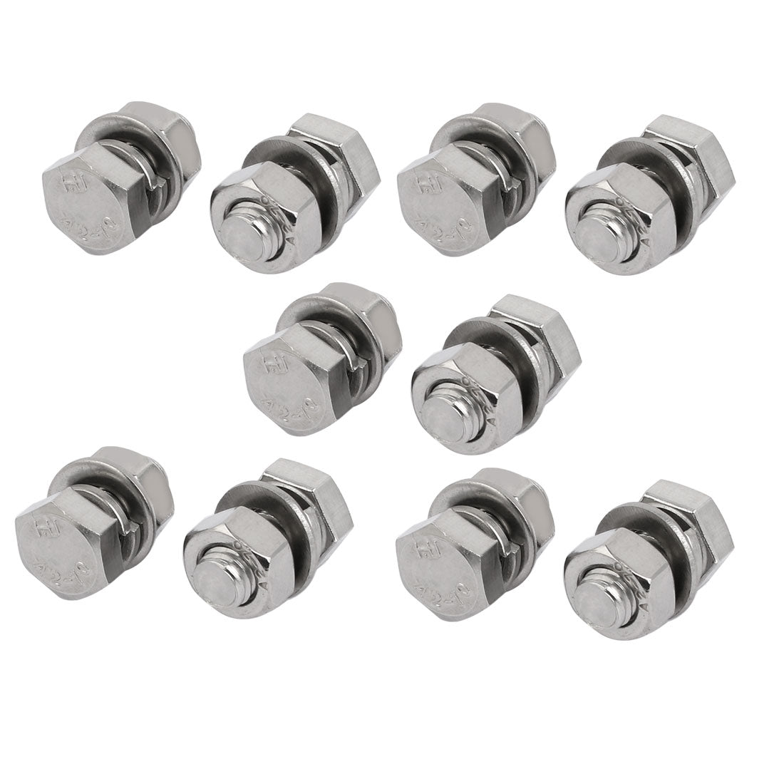 Harfington 10 Set M8x16mm 304 Stainless Steel Hex Bolts w Nuts and Washers Assortment Kit
