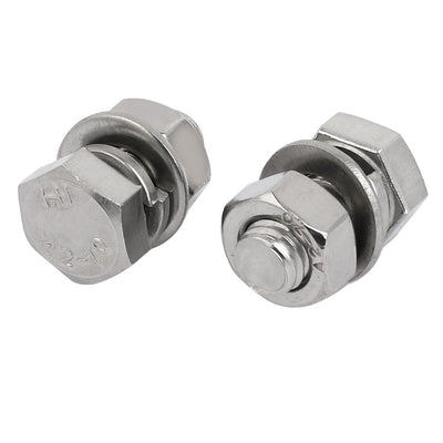 Harfington 20 Set M8x20mm 304 Stainless Steel Hex Bolts w Nuts and Washers Assortment Kit