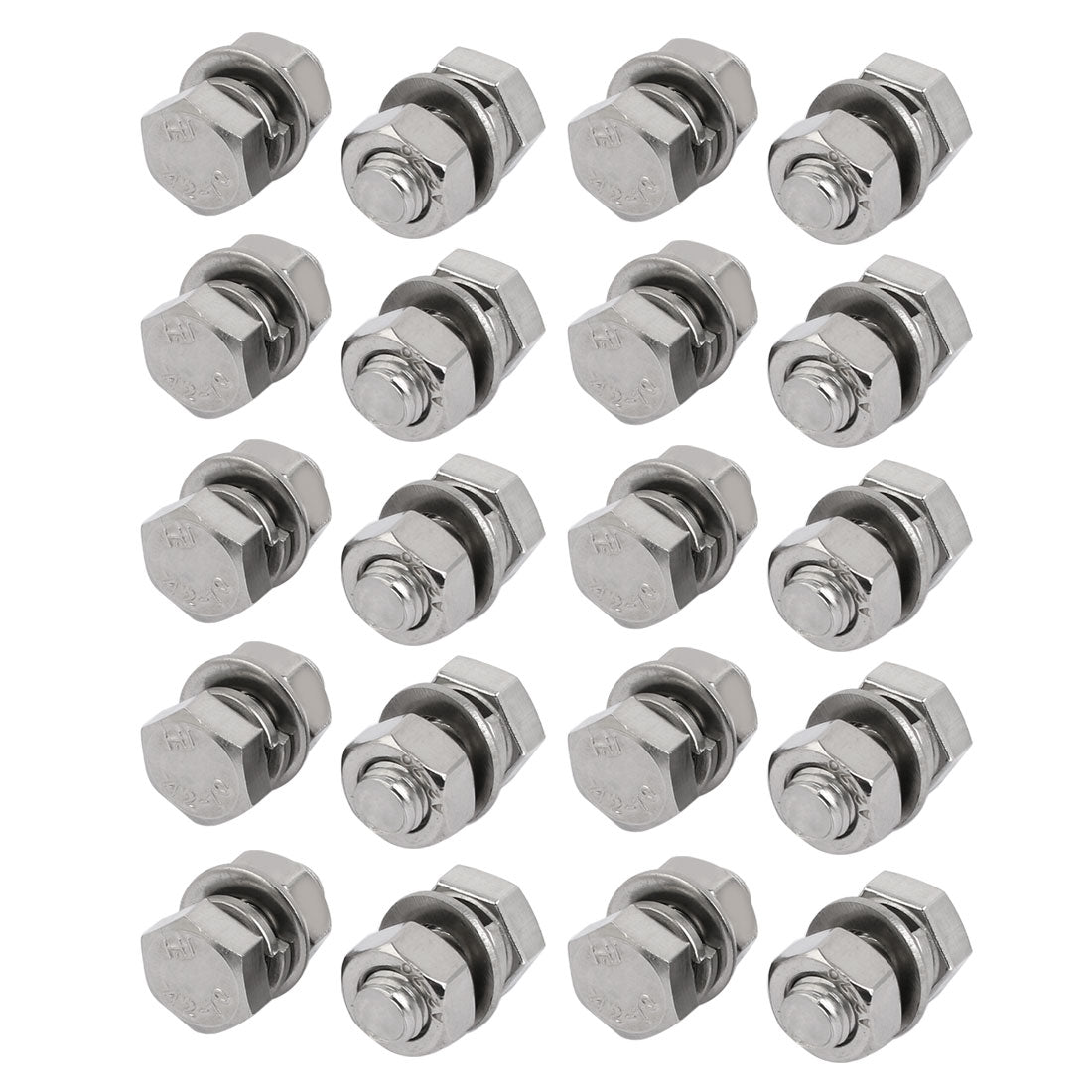 Harfington 20 Set M8x20mm 304 Stainless Steel Hex Bolts w Nuts and Washers Assortment Kit