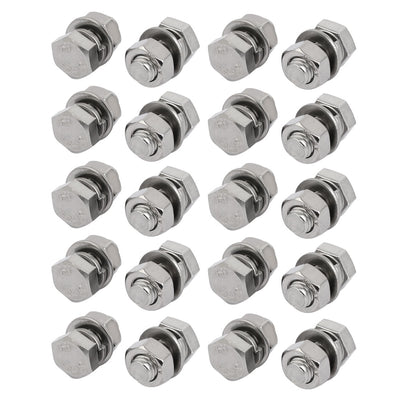 Harfington 20 Set M8x20mm 304 Stainless Steel Hex Bolts w Nuts and Washers Assortment Kit
