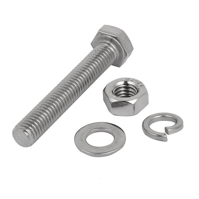 Harfington 5 Set M8x50mm 304 Stainless Steel Hex Bolts w Nuts and Washers Assortment Kit