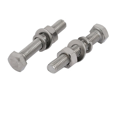 Harfington 5 Set M8x50mm 304 Stainless Steel Hex Bolts w Nuts and Washers Assortment Kit