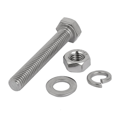 Harfington 10 Set M8x50mm 304 Stainless Steel Hex Bolts w Nuts and Washers Assortment Kit