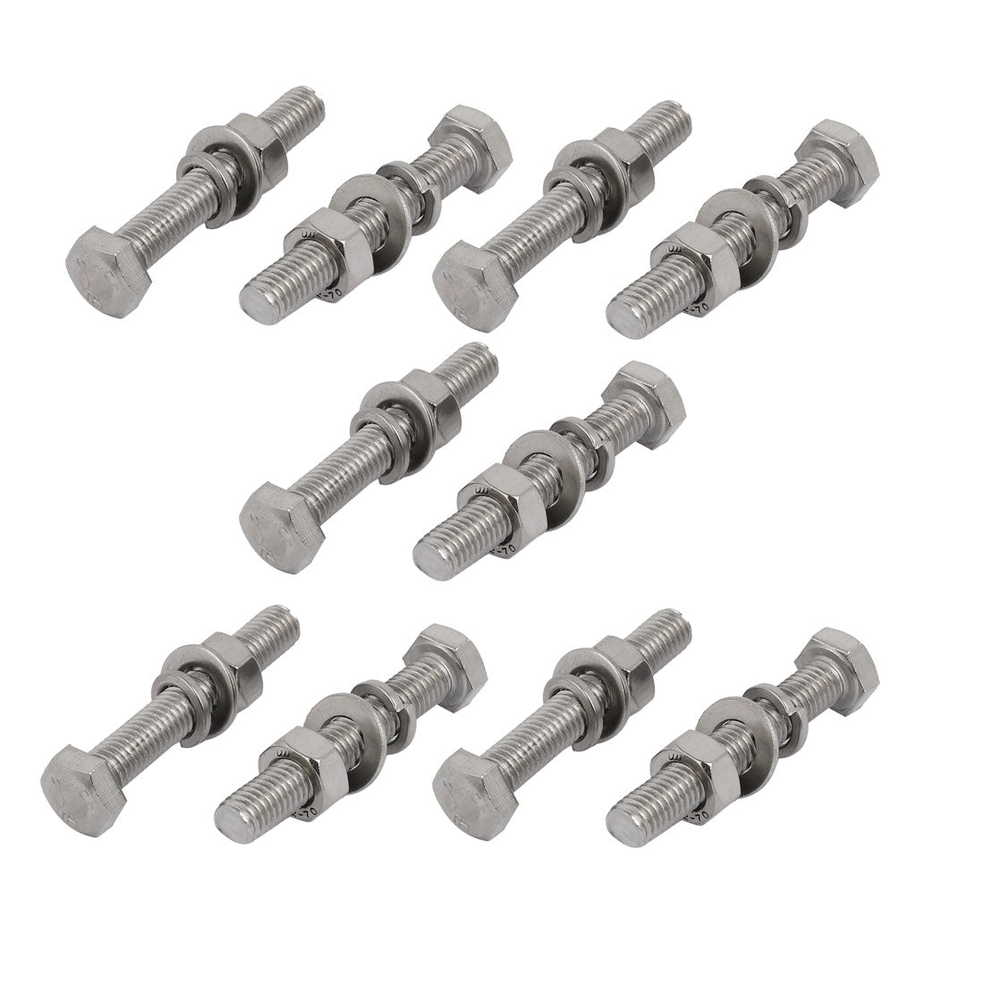 Harfington 10 Set M8x50mm 304 Stainless Steel Hex Bolts w Nuts and Washers Assortment Kit