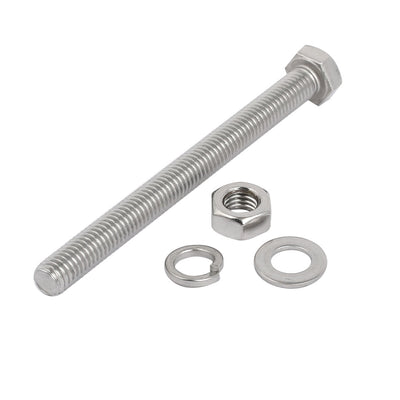 Harfington 5 Set M8x100mm 304 Stainless Steel Hex Bolts w Nuts and Washers Assortment Kit