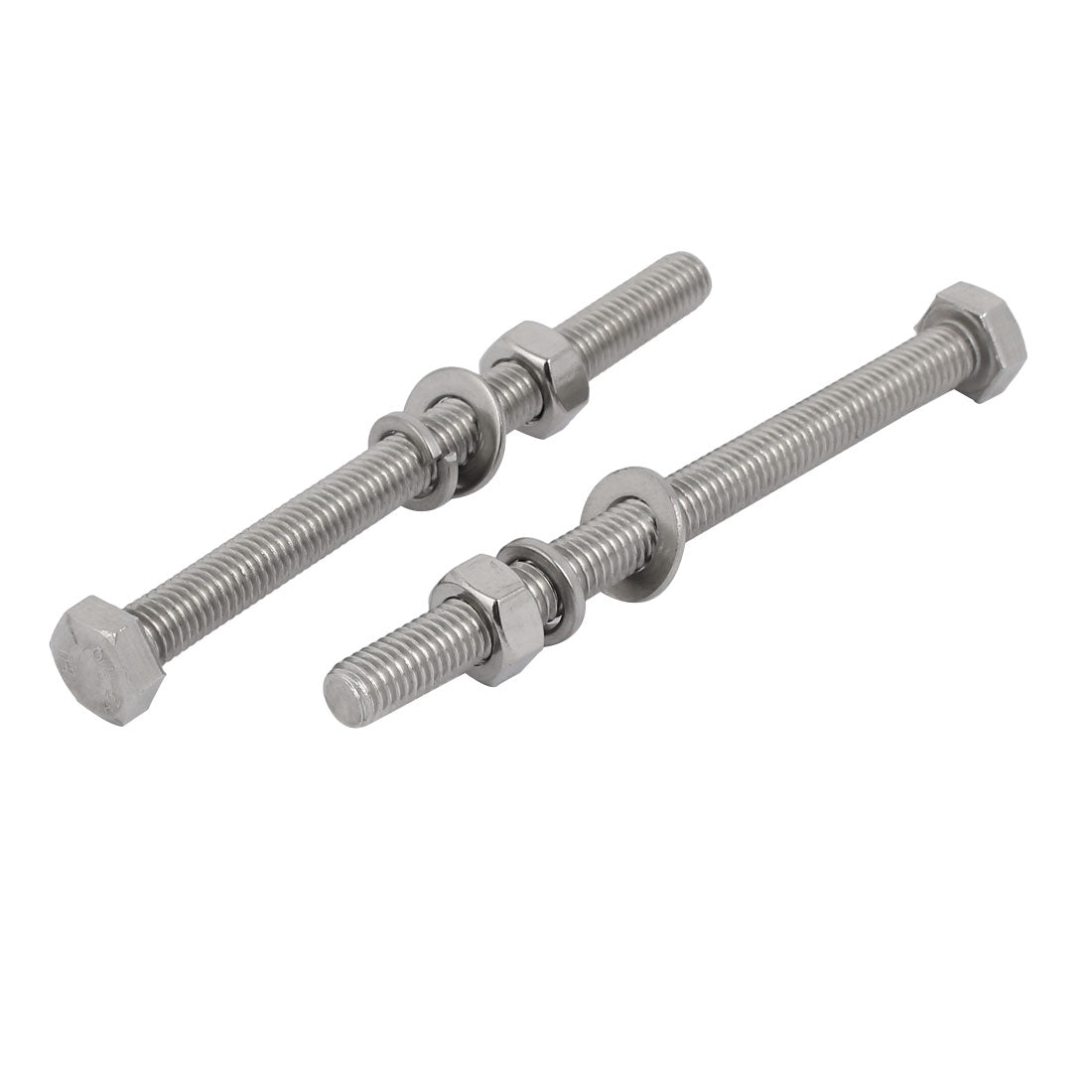 Harfington 5 Set M8x100mm 304 Stainless Steel Hex Bolts w Nuts and Washers Assortment Kit